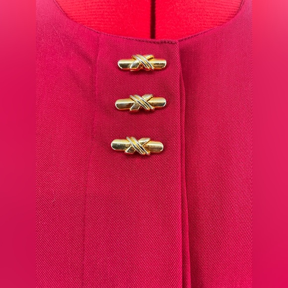 VTG 1980s Cranberry Long Sleeve Wool Shift Midi Dress / Blazer Dress - Picture 5 of 16